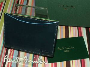 861　新品本物即決　ポールスミス　Paul Smith　牛革　カラーフラッシュ　定期入れ　パスケース　箱付き　ネイビー