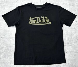 Von Dutch センターロゴ ブラック Tシャツ レディース ボンダッチ　　半袖 大きいサイズ ユニセックス メンズM位 男女兼用 デカロゴ 柳9887