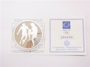 ◎ 記念コイン ◎　2004年　アテネリンピック　【サッカー】　10ユーロ　プルーフ　銀貨　シルバー925　ケース付き　◎美品