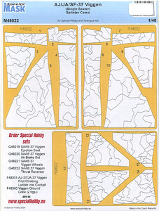 スペシャルホビー CMM48022 1/48 AJ/JA/SF-37 ビゲン 単座型用 迷彩マスクシール・スペシャルホビー