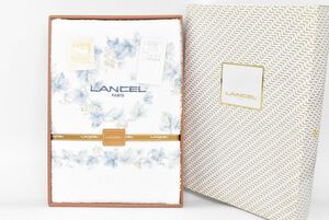 (969L 1118M22) 1円～ 未使用 LANCEL ランセル マイヤータオルシーツ 140×240cm 花柄 ホワイト ブルー 寝具