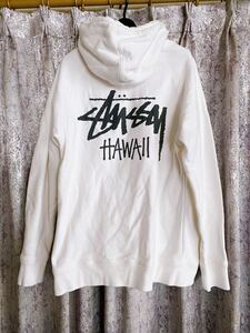 ステューシー stussy ハワイ ホノルル 限定 HAWAII Honolulu オアフ アロハ パーカー 白 メンズS スウェットストリート レア ハワイ限定