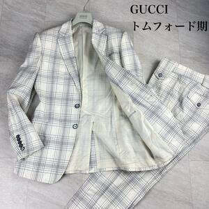 美品/M相当☆ GUCCI gucci グッチ トムフォード期 セットアップスーツ カジュアルスーツ 2B チェック TOM FORD テーラードジェケット