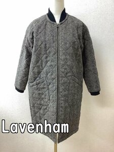 ラベンハム (Lavenham) ベージュと黒ヘリンボーンウール キルティングコート サイズ6