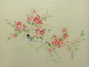 ◆◇掛軸 辰本青花 「躑躅(つつじ)」 共箱 尺八横 現代作家新作掛軸 hanging scroll◇◆春 普段掛け 茶道 JY1030