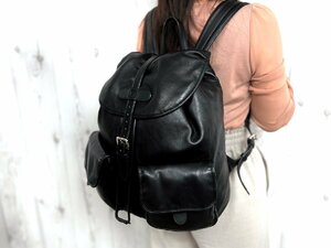 極美品 LOEWE ロエベ アナグラム ナッパレザー リュックサック バックパック バッグ 黒 A4収納可 メンズ 76551