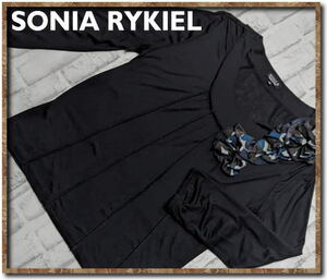 ☆SONIA RYKIEL　ソニアリキエル　フリル付きカットソー　黒☆やや難