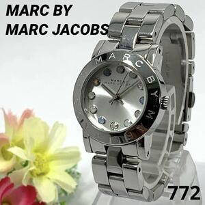 772 稼働品 MARC BY MARC JACOBS マークバイマークジェイコブス レディース 腕時計 シルバー 新品電池交換済 クオーツ式 人気 希少