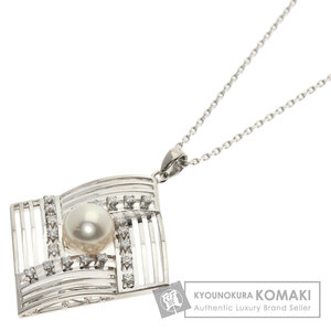 MIKIMOTO ミキモト パール 真珠 ダイヤモンド ネックレス K14ホワイトゴールド レディース 中古