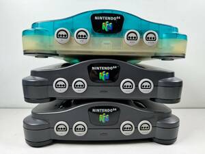 ♪【中古】任天堂 Nintendo 64 本体 3台 まとめ N64 ロクヨン 限定カラー 動作未確認 ジャンク ＠80(5)