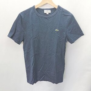 ◇ LACOSTE ラコステ ワンポイントイラストプリント 半袖 Tシャツ サイズS ネイビー系 レディース E