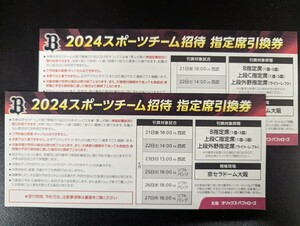 ☆オリックスバファローズ《指定席引換券2枚組》vs西武orソフトバンク、内野Bor上段Cor外野選択可能　6月主催分　京セラドームチケット