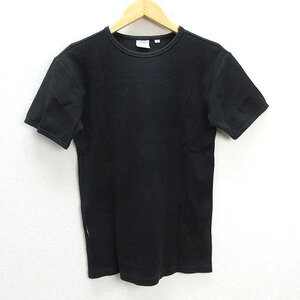 z■アヴィレックス/AVIREX　半袖Tシャツ リブ 無地【M】黒/men