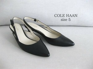 ☆COLE HAANコールハーン☆ヒールパンプス☆黒☆レザー☆5(22cm)☆ポインテッド☆ミュール☆アメリカ