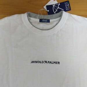 L アーノルドパーマー 新品 半袖Tシャツ トップス ニ重襟 白 メンズ紳士 アウトドア スポーツ ゴルフウェア golf 傘マーク ARNORD PALMER