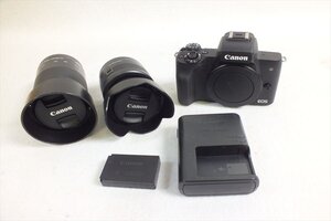 ◇ 1円スタート ◇ Canon キャノン EOS kiss M ダブルズーム ミラーレス一眼 15-45mm 1:3.5-6.3 55-200mm 1:4.5-6.3 中古 241208R7254