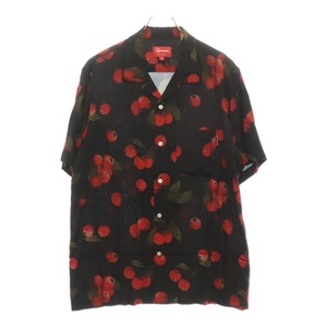 SUPREME シュプリーム 19SS Cherry Rayon S/S Shirt チェリーレーヨン ショートスリーブシャツ 半袖オープンカラー 総柄シャツ ブラック