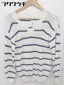 ◇ THE SHOP TK ザ ショップ ティーケー ボーダー Vネック ニット 長袖 セーター サイズ S ホワイト ネイビー メンズ