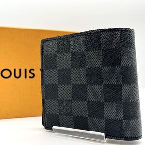 未使用級　極美品　LOUIS VUITTON ルイヴィトン ダミエ　グラフィット　ブラック　 ポルトフォイユ マルコNM　二つ折り　財布　メンズ