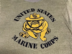 70s80s90sビンテージUNITED STATES MARINE CORPSブルドックTシャツ前後プリント米軍海兵隊