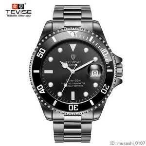 TEVISE ダイバーウォッチ 海外ブランド ブラック 腕時計 自動巻き メンズ 人気モデル uz-1145