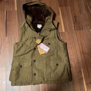 FREEWHEELERS AIR CREW ATTACHED HOOD VEST KHAKI 38 フリーホイーラーズ エアクルーアタッチドフードベスト カーキ 38