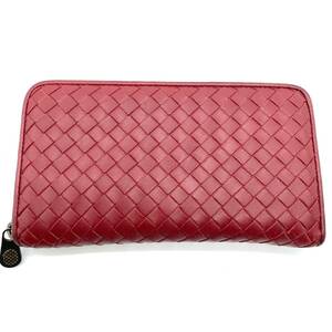 BOTTEGA VENETA Intrecciato Round Zippy Wallet Burgundy ボッテガ イントレチャート ラウンドジップ 長財布