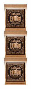 即決◆新品◆送料無料ERNIE BALL 2548 ×3 [11-52] Everlast Light Coated Phosphor Bronze アコースティックギター弦/メール便