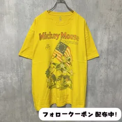 古着 used　DISNEY　Mickey Mouse　ミッキー　半袖プリントTシャツ　黄色　イエロー　デザイン　オーバーサイズ