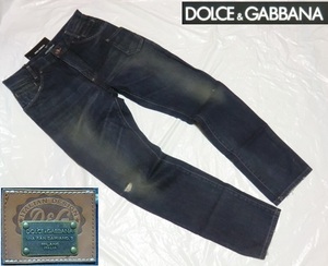 ★新品! DOLCE&GABBANA リッチでお洒落!!存在感抜群☆G3PXAP ちょいワル大人の今ドキ!!格上げ☆秀逸♪大人顔ロゴプレートデニム＜46＞伊製