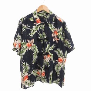 ソフネット SOPHNET. 美品 18SS HALF SLEEVE KUNG-FU SHIRT カンフーシャツ アロハ 半袖 レーヨン M 紺 ネイビー SOPH-180059