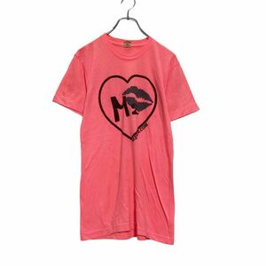 NEON 半袖 プリント Tシャツ ウィメンズ S ネオンピンク キスマーク 古着卸 アメリカ仕入 a508-5782