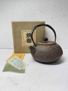 ★コレクター必見 南部鉄器 松葉 鉄瓶 急須 総重量約946g 金属製 金属工芸 鉄器 茶器 湯沸かし コレクション Go218