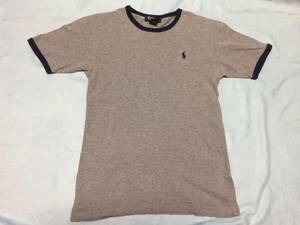 ●○ POLO RALPH LAUREN ポロ ラルフローレン リンガーTシャツ M 12/14 グレー×ネイビー ○●