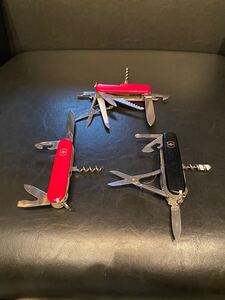 希少 格安 高級 ビクトリノックス victorinox ブラック レッド 他 3点セット スイスアーミー 保管品 キャンプ アウトドア エレガント 