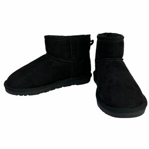 ※BT1 【ほぼ未使用】UGG (アグ) ムートンブーツ ショートブーツ ブラック 表記23.1cm