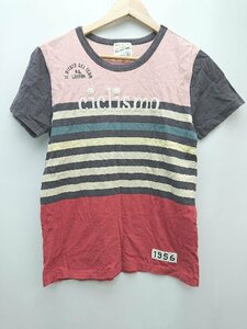 ◇ Paul Smith ポール スミス ボーダー カラフル 半袖 Tシャツ カットソー サイズS グレー ピンク系 マルチ メンズ P