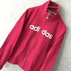 adidas デカロゴ トラックジャケット ジャージ ピンク×ホワイト Ｍ