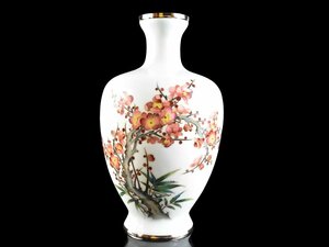 【雲】某収集家買取品 銅製 梅文七宝花瓶 高さ30.5cm 古美術品(花器花入安藤七宝店中国朝鮮美術)Y3793 OTD2f4as