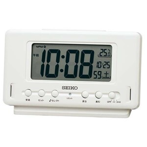 セイコー クロック 電波目覚し時計 SQ796W 温湿度表示付 白パール塗装 デジタル SEIKO CLOCK 温度計 湿度計