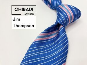 【超美品】Jim Thompson　ジムトンプソン　レジメンタル柄 ネクタイ 3本以上 送料無料 メンズ ブルー　1102267