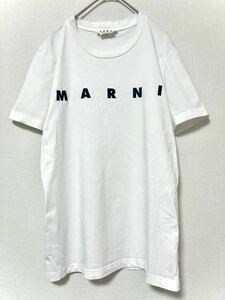 マルニ　marniロゴ　プリント　半袖　tシャツ　メンズ　トップス　シンプル　46 クルーネック　ハーフスリーブ　ホワイト インナー