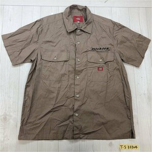 Dickies ディッキーズ メンズ ダブルポケット ワークシャツ M 茶