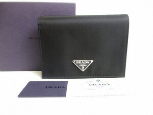 【未使用保管品】 プラダ PRADA ナイロン レザー 2つ折り 財布 コンパクト財布 メンズ レディース