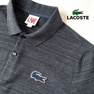 ラコステ LACOSTE LIVE ビッグロゴ ストレッチ ポロシャツ S170/88A (日本M) チャコール グレー 半袖 シャツ PH8391