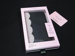 ■美品■ kate spade ケイトスペード レザー iPhoneX/XS 対応 手帳型 アイフォンケース ブラック系×ピンクブラウン系 DF4236