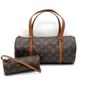 1円 良品 LOUIS VUITTON ルイヴィトン モノグラム パピヨン30 筒型 ハンドバッグ ミニボストン ポーチ付き M51365