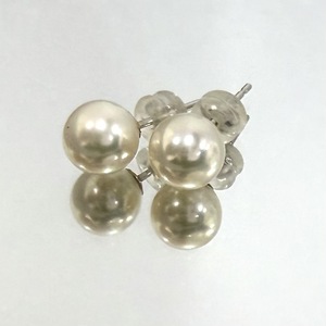 【A】K14WG刻　パール ピアス　アクセサリー　中古/現状品　14金 ホワイトゴールド　レディース　冠婚葬祭　フォーマル　真珠【1334】