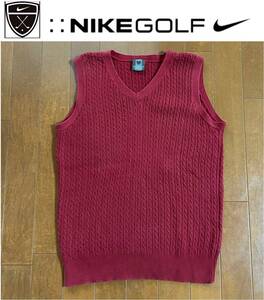 ★NIKE GOLF ナイキゴルフ★コットン素材の柿色カラーレディースVネックベスト/M