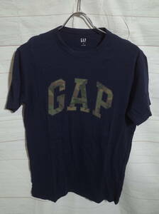 メンズ pk265 GAP ギャップ 定番ロゴ カモフラージュ 迷彩ロゴ 半袖Tシャツ XS ネイビー 紺